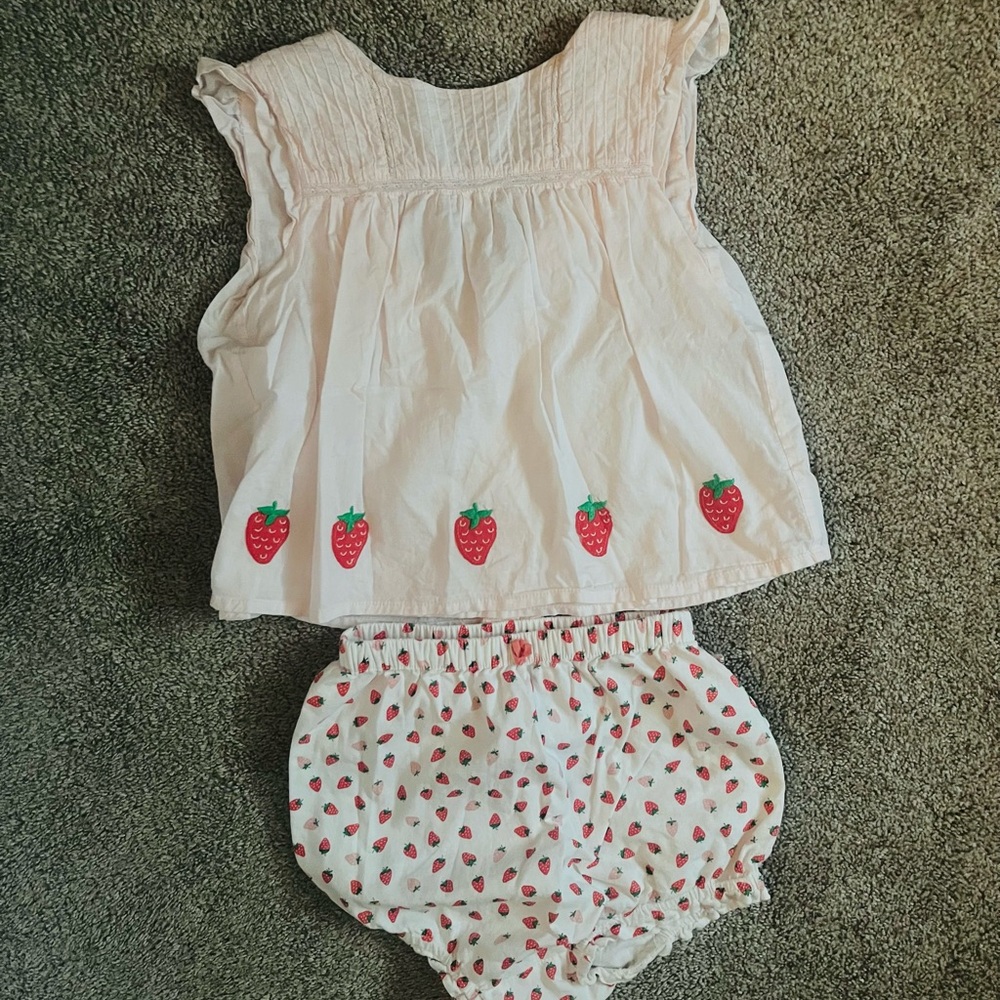 Baby Boden Strawberry Print Baby Outfit